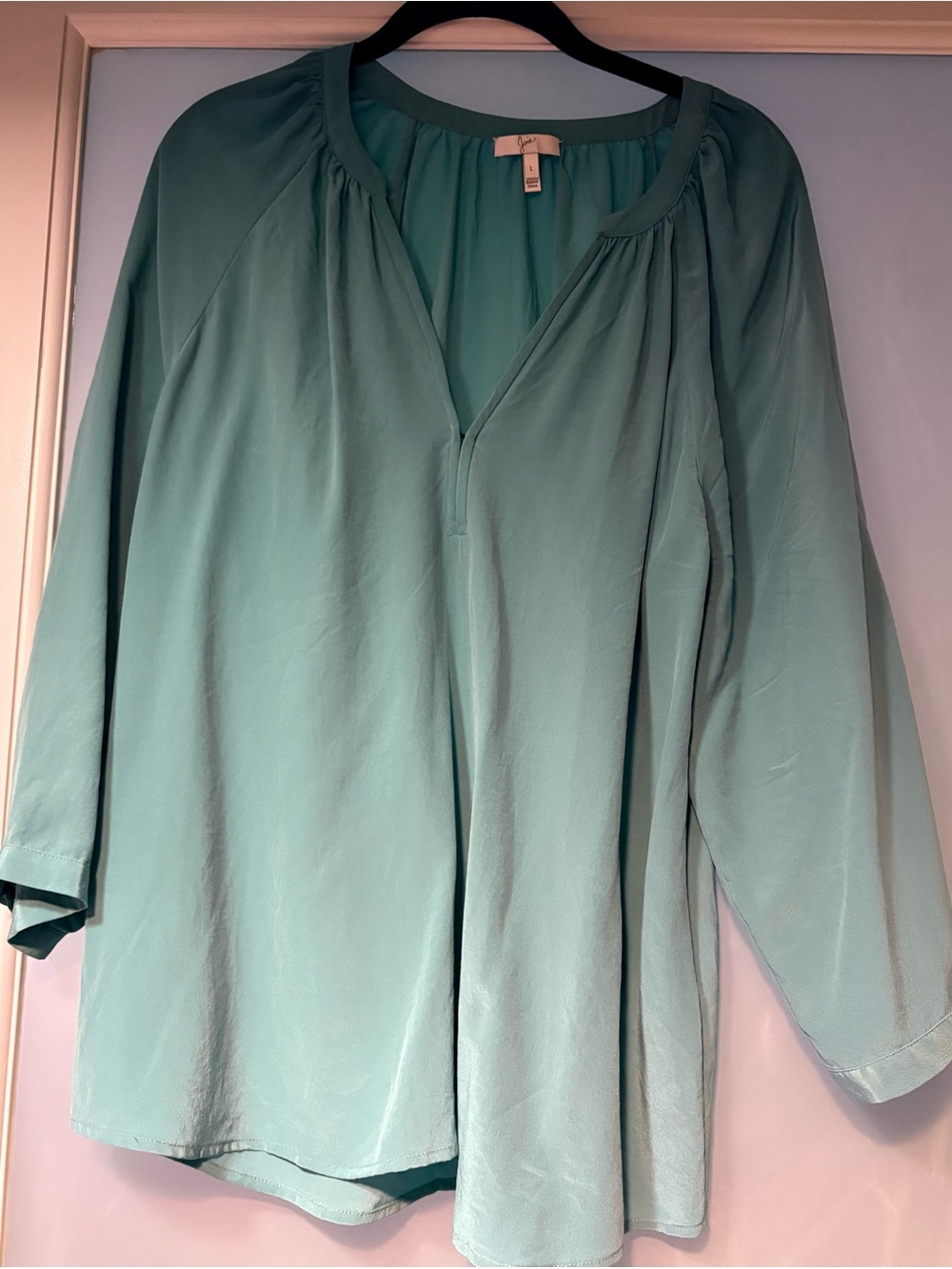 Joie Light Teal Silk 3/4 Sleeve Blouse